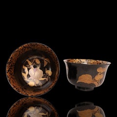 Pair of Lacquer Bowls with Maki-e Decoration, Meiji period, Wood