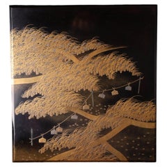 Japanese Maki-e Lacquer box with Autumn Rice Field, Meiji Period