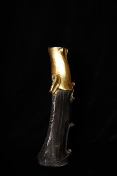 Japanese Bronze Figural Vase by Ikeda Masuo, Man'yōbito Series, 2002