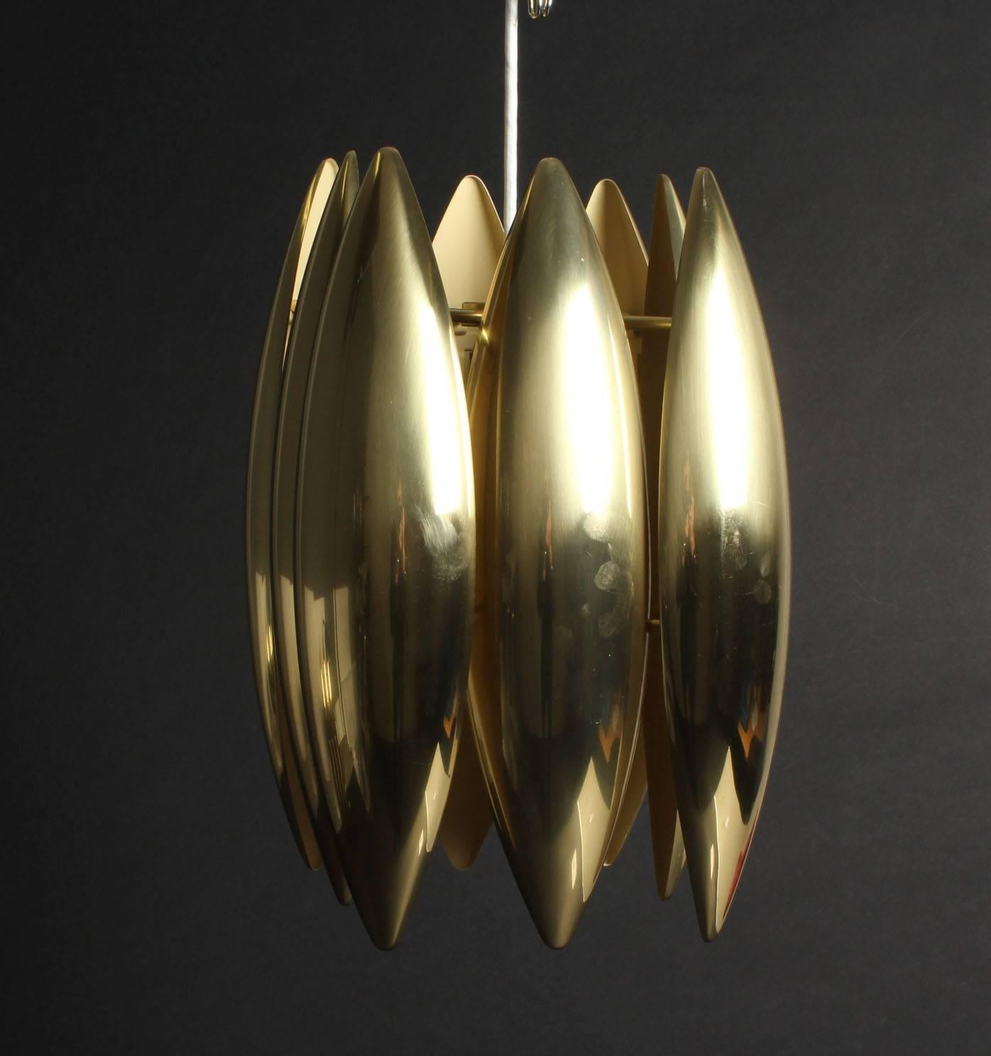 Danish Pair of Brass Kastor Jo Hammerborg Pendants for Fog and Mørup, 1970