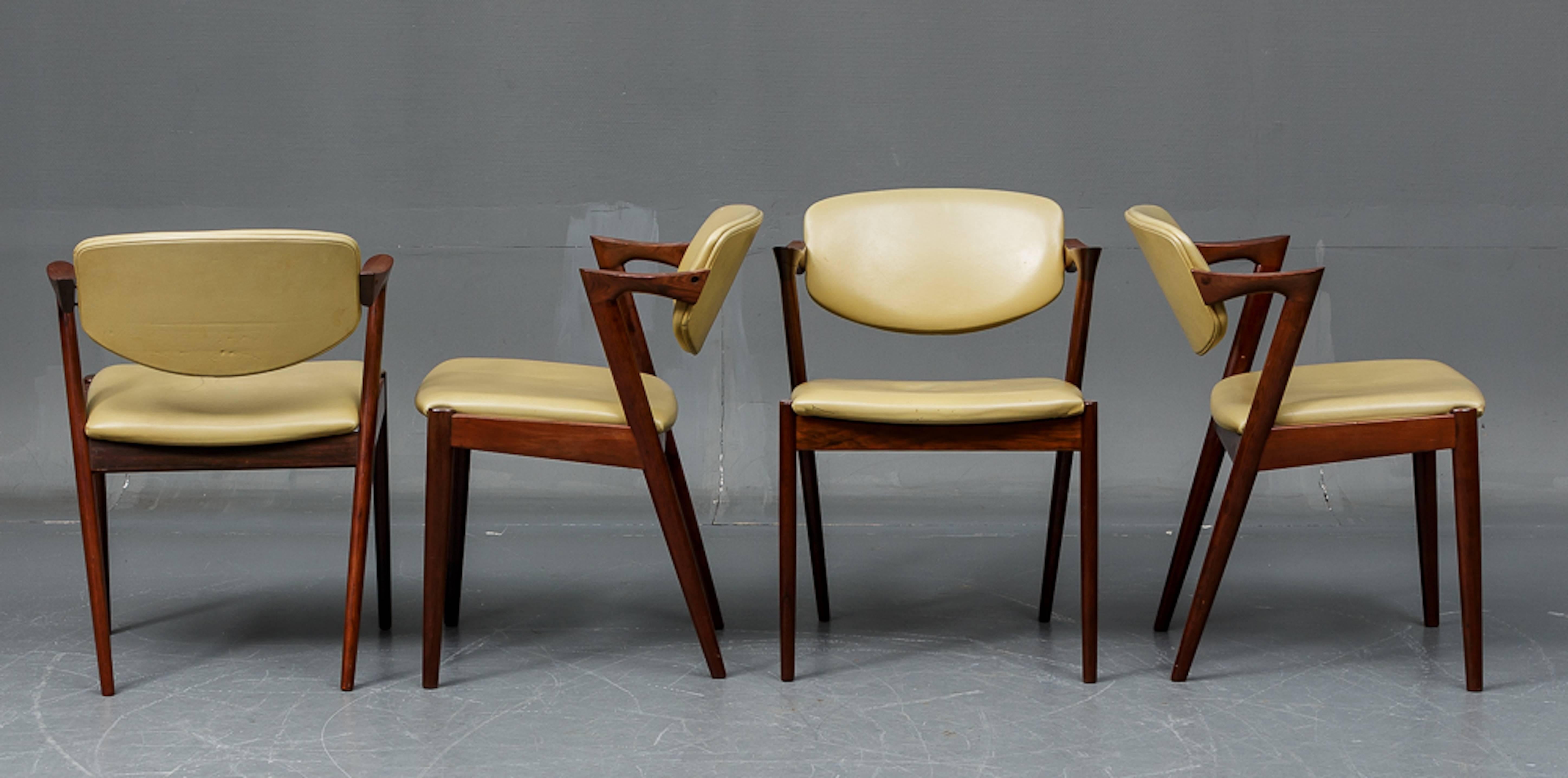 Mid-Century Modern Four Kai Kristiansen Rosewood Dining Chairs