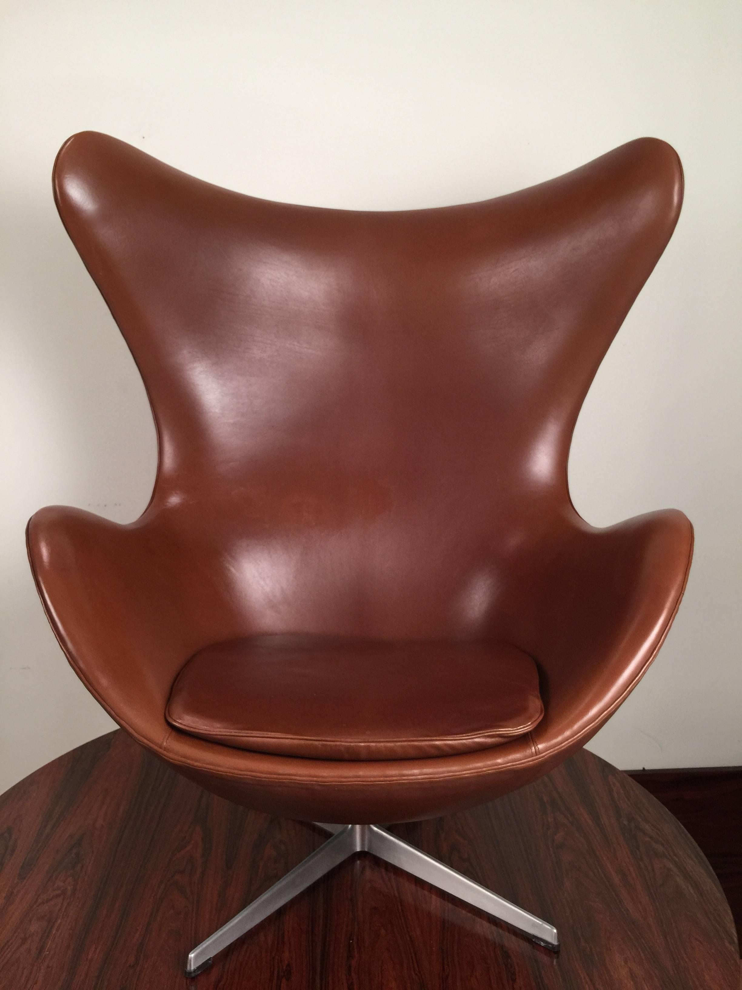 brown leather egg chair