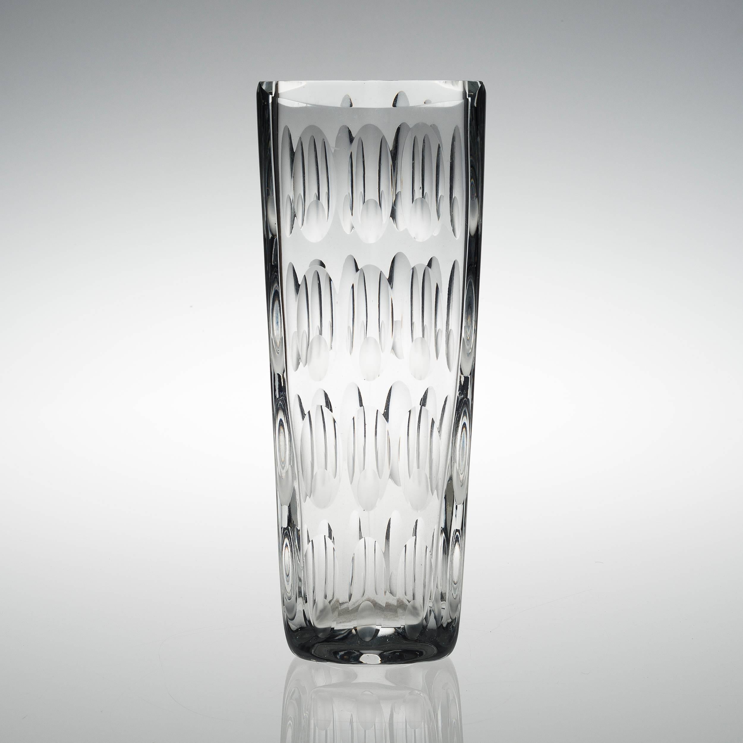 A 1956 large vase designed by Saara Hopea. Clear cut-glass, excellent condition. Height 32 cm.
Shipping to anywhere in the world: Up to 150 Euros. Complimentary to certain destinations.
 