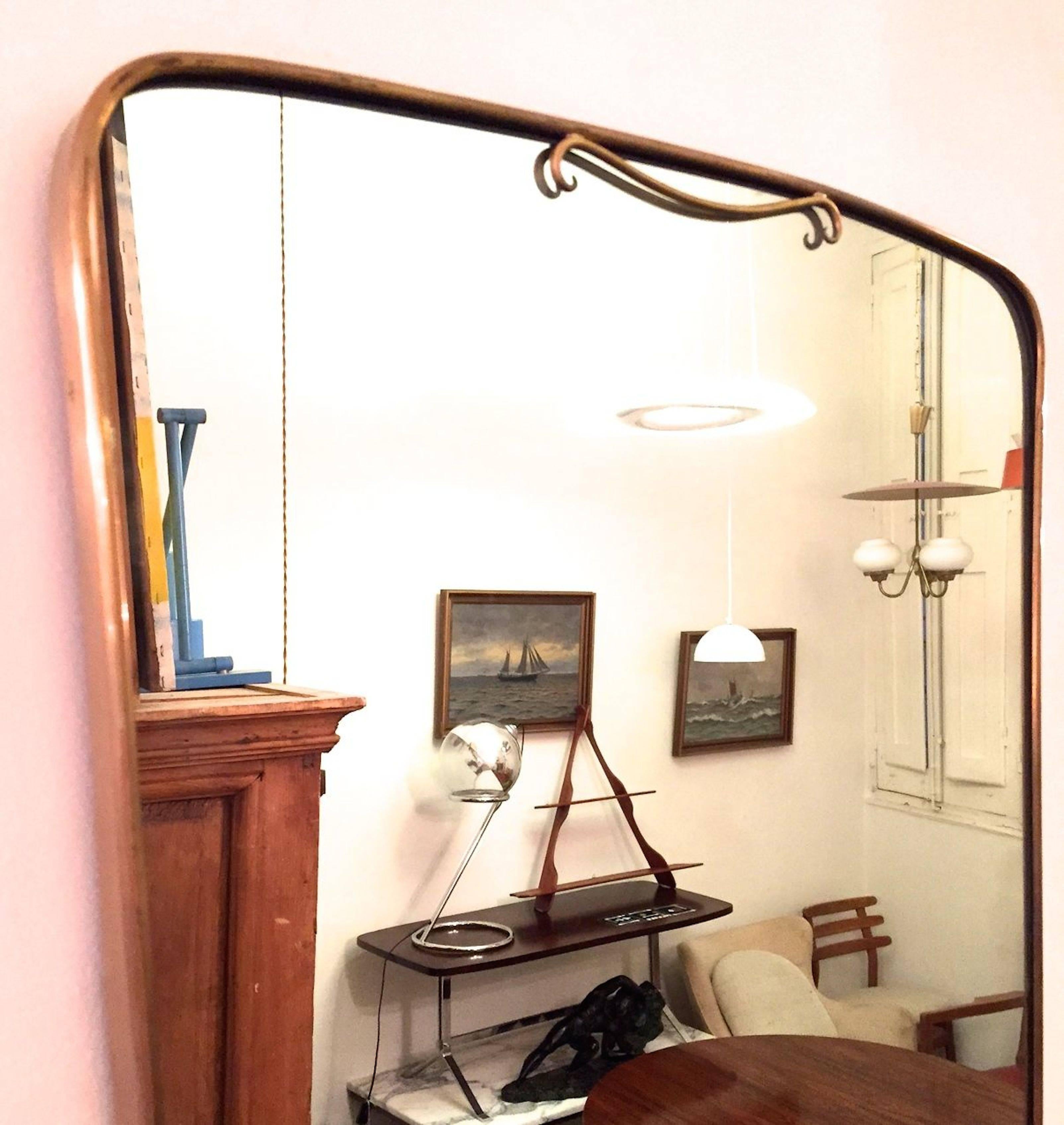 Italian Brass Mirror, 1950s In Excellent Condition In Madrid, ES