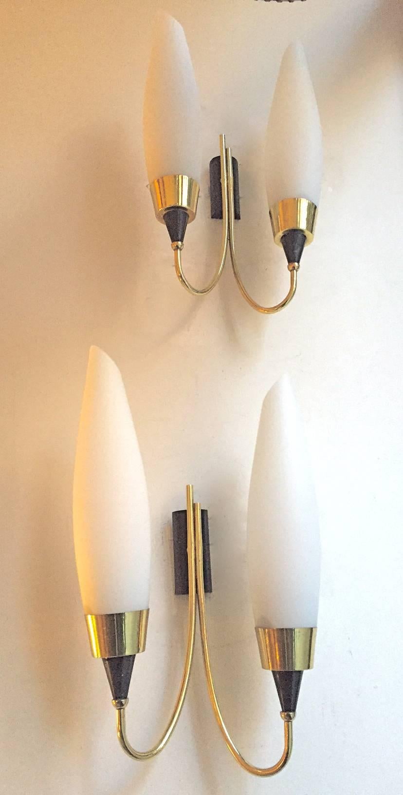 Italian Mid-Century Brass and Murano Sconces, 1950s In Excellent Condition For Sale In Madrid, ES