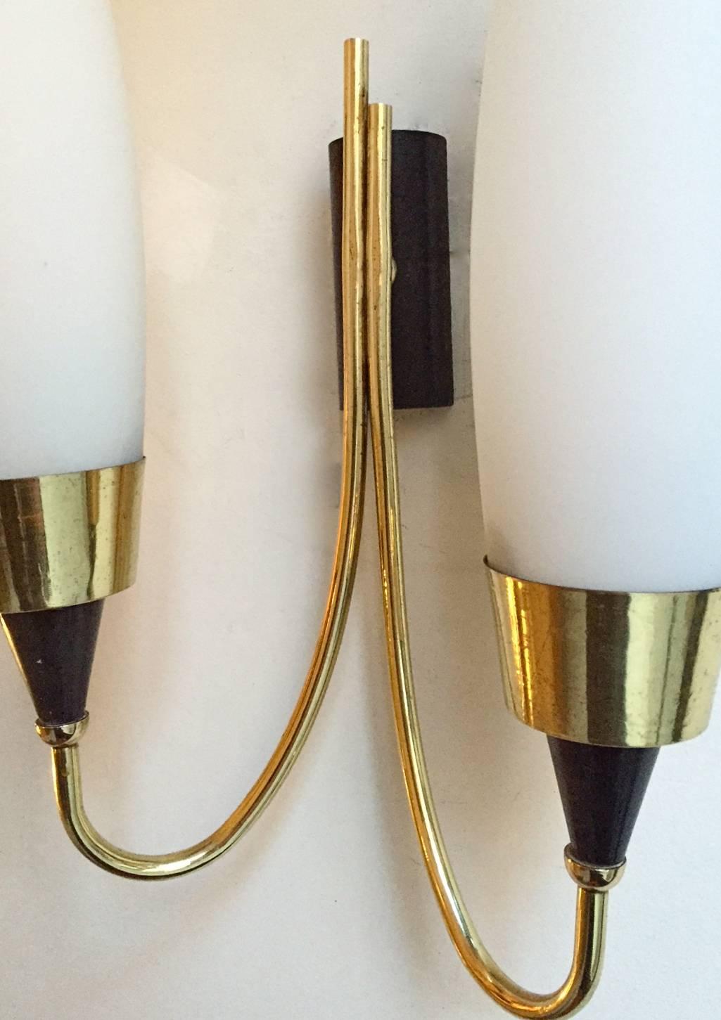 Italian Mid-Century Brass and Murano Sconces, 1950s For Sale 2