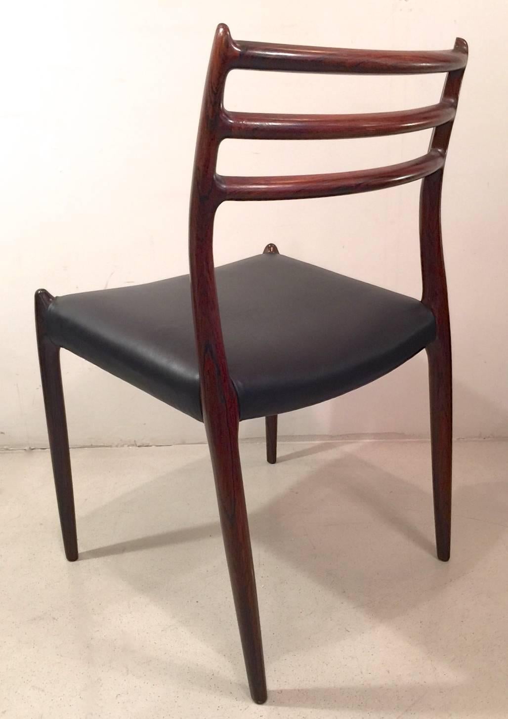 Set of Four Rio Rosewood Patinated Leather N.O.Moller Chairs 1