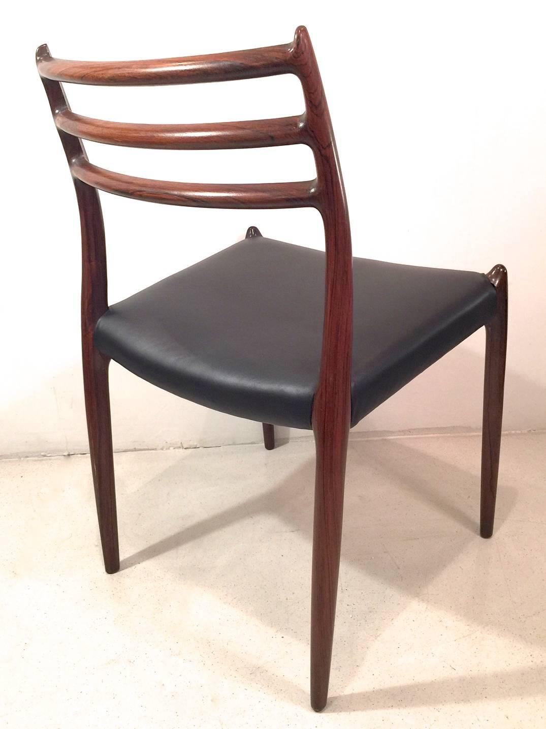 Set of Four Rio Rosewood Patinated Leather N.O.Moller Chairs 3