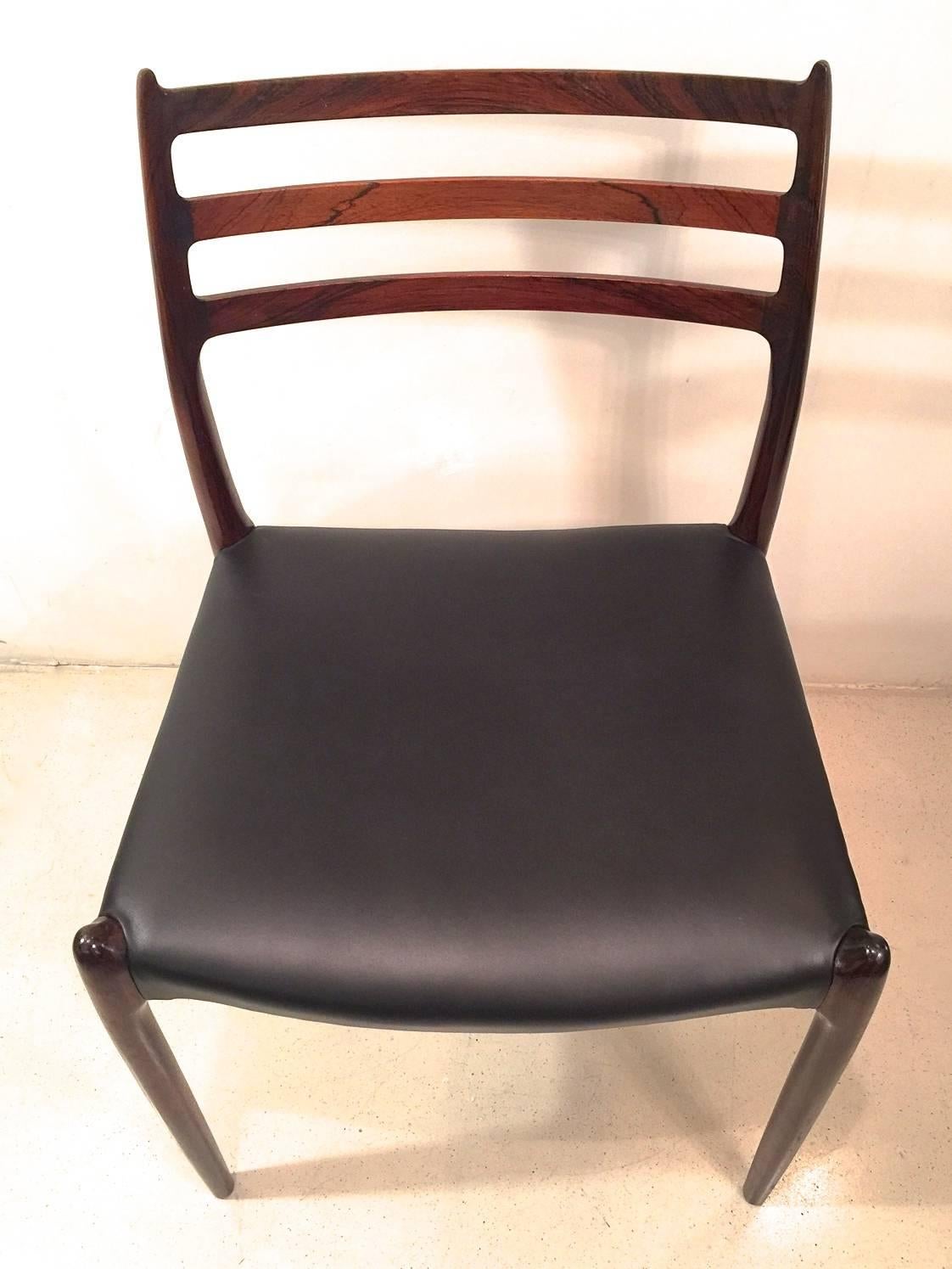 Set of Four Rio Rosewood Patinated Leather N.O.Moller Chairs 4