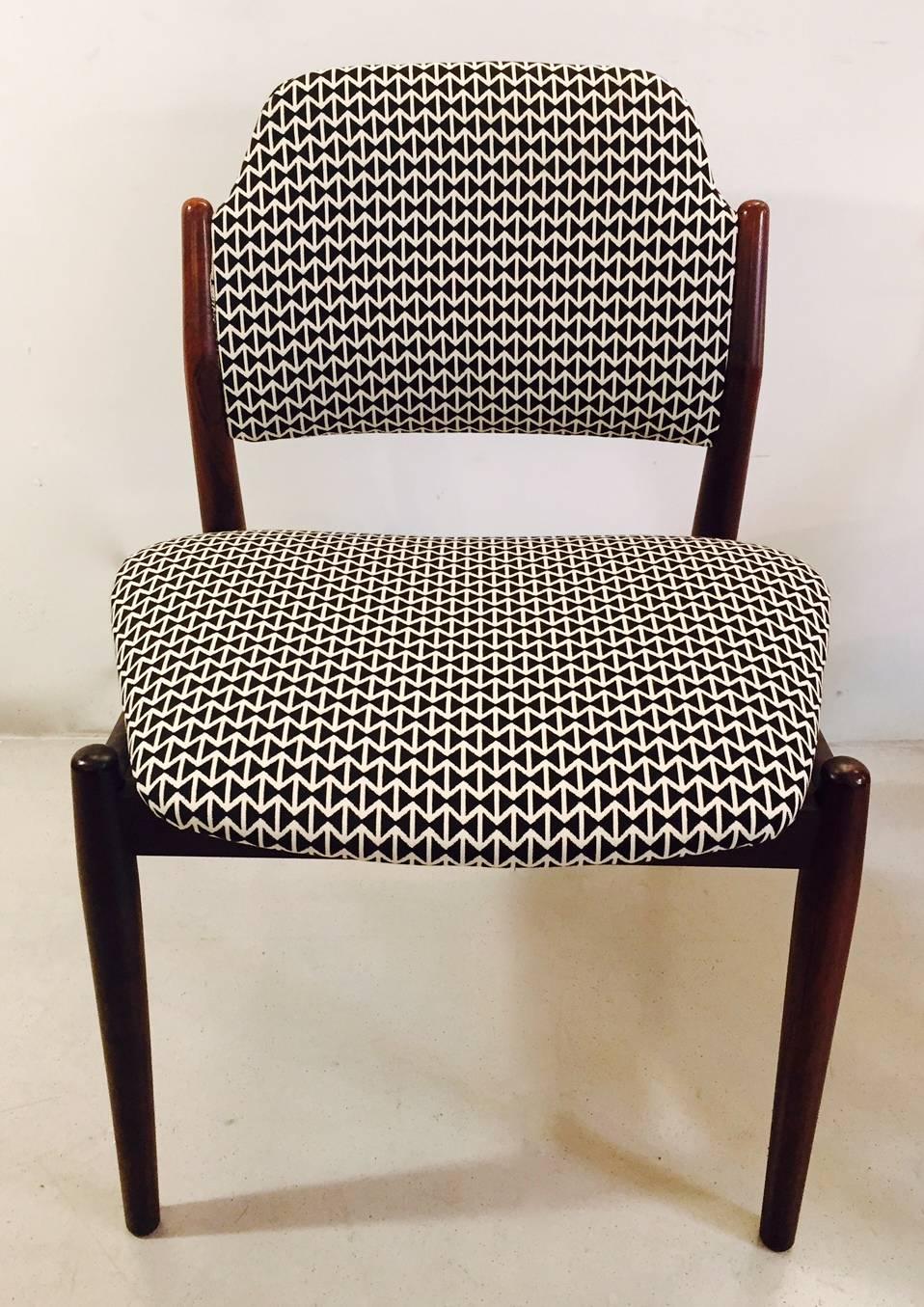 Fabric Set of Four Arne Vodder Rosewood Chairs
