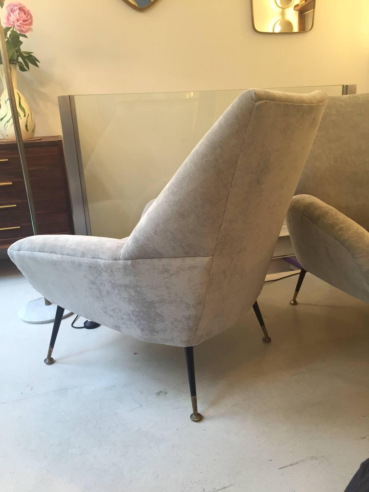 Mid-20th Century Pair of Round Italian, Mid-Century Armchairs