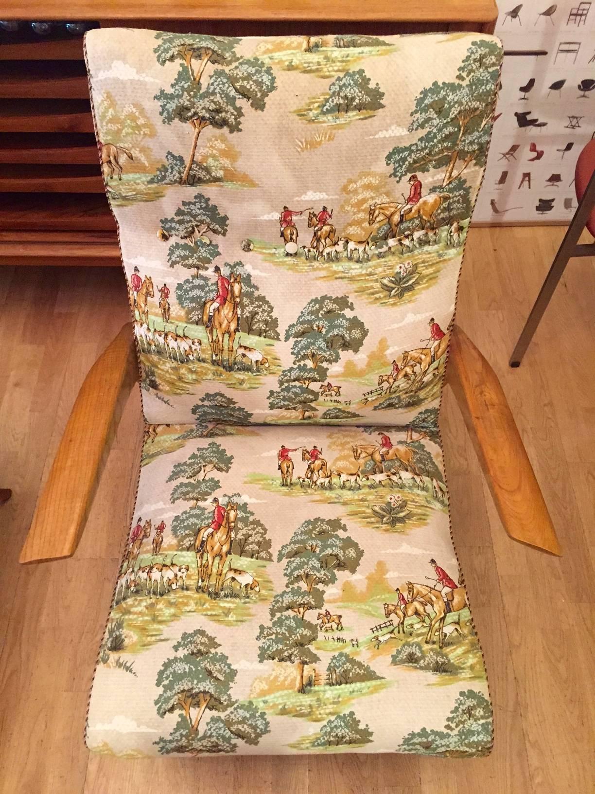 Pair of Italian Mid-Century Armchairs, Original Fabric 2