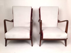Pair of Gio Ponti Walnut Chairs Model No 516 for Cassina, 1950s