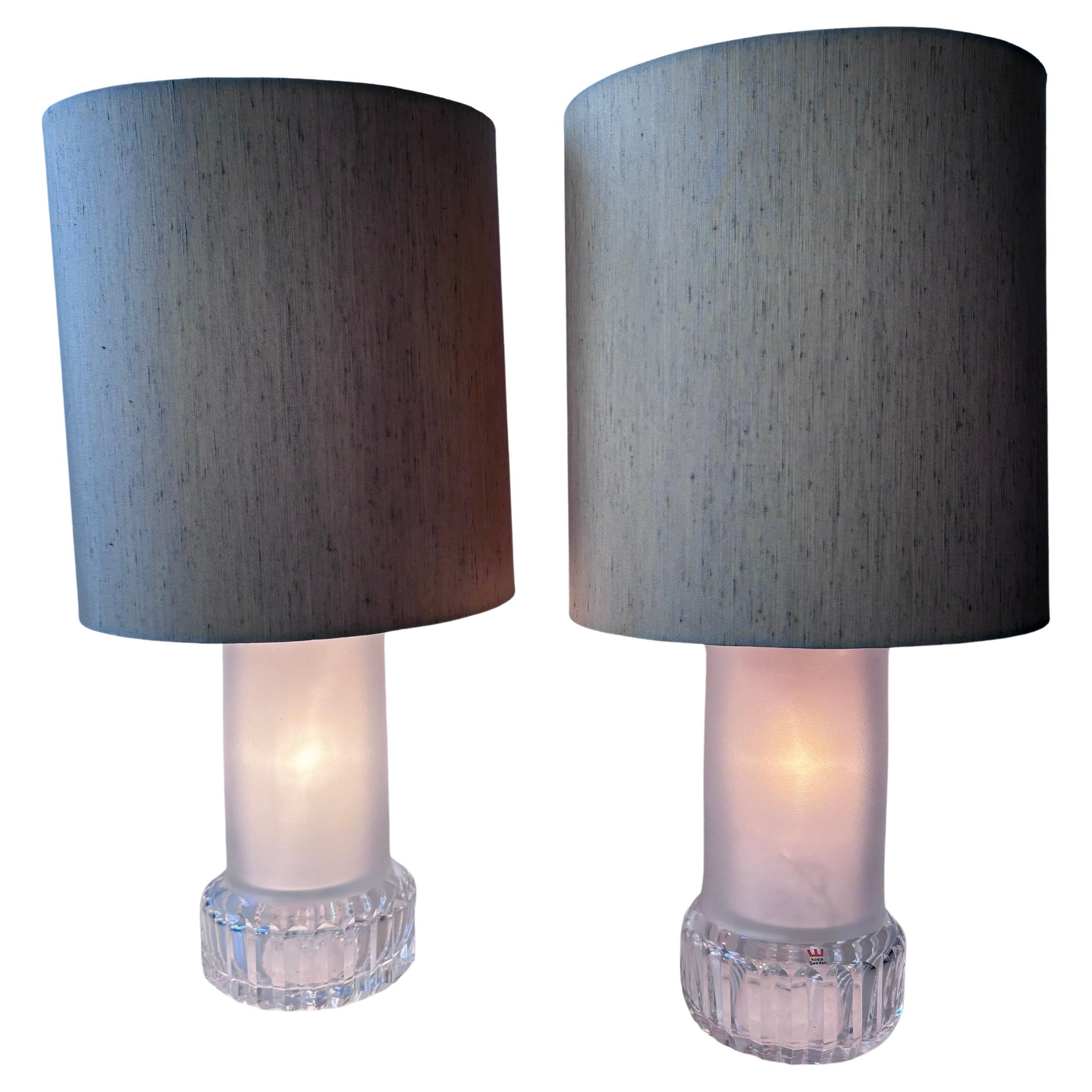 Paire de lampes de table en cristal par Ove Sandberg pour Kosta, Suède, années 70