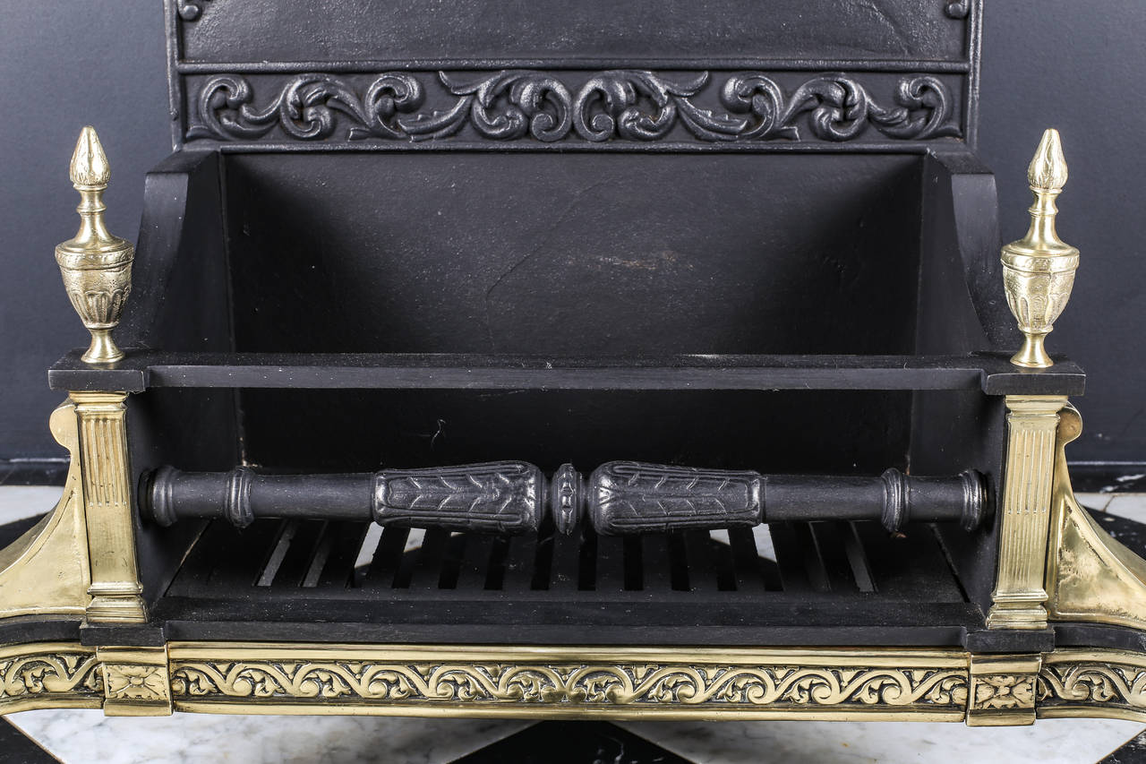 Cast Iron and Brass Fire Grate in the Late Georgian Style For Sale 1