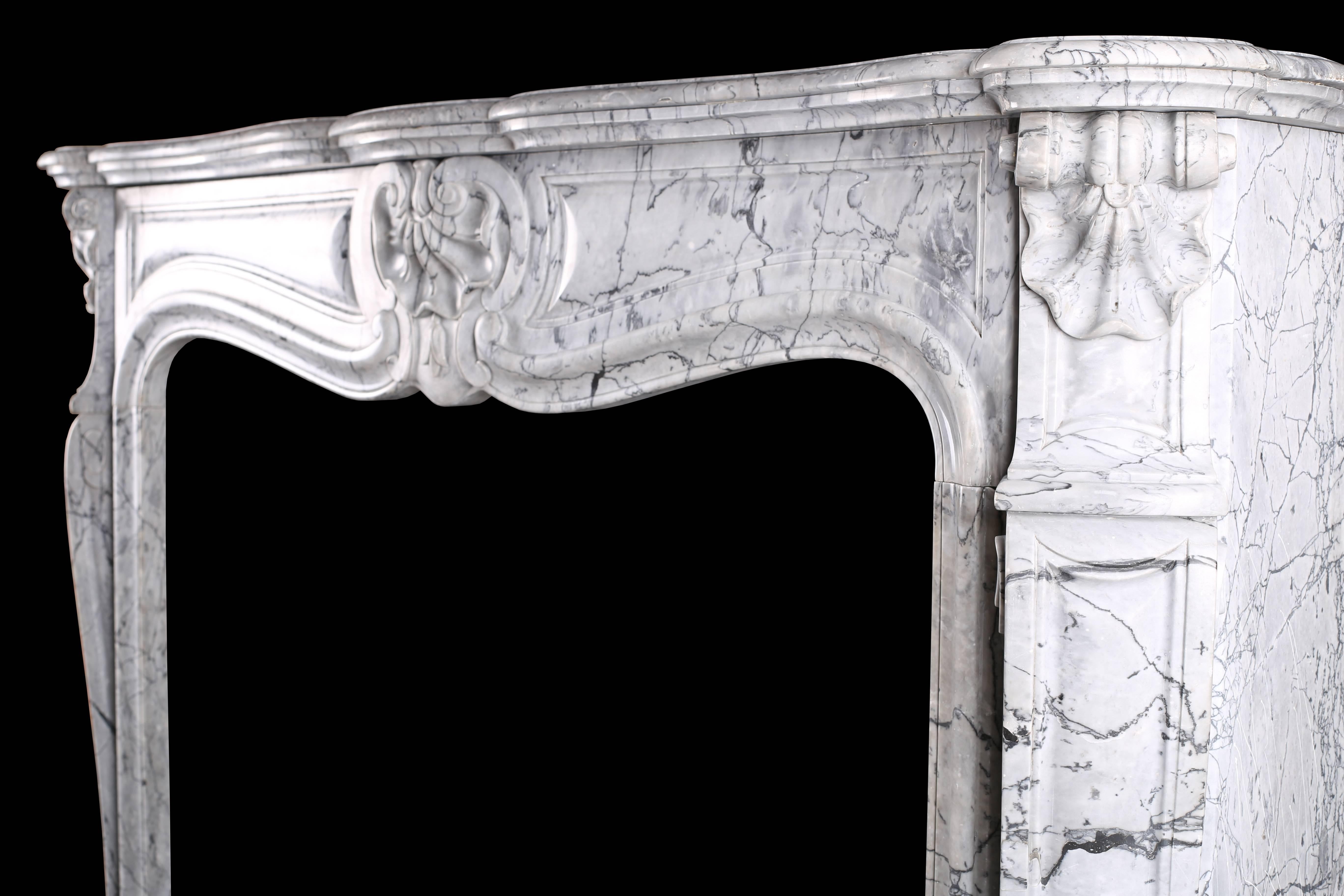 French Antique Louis XV Rococo Fireplace Mantel, circa 1870