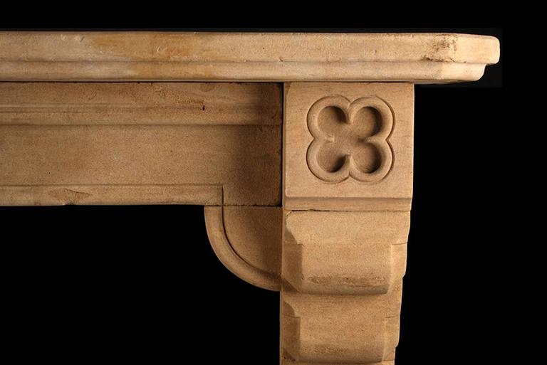 Antique Gothic Tudor Revival Fireplace Mantel English 19th