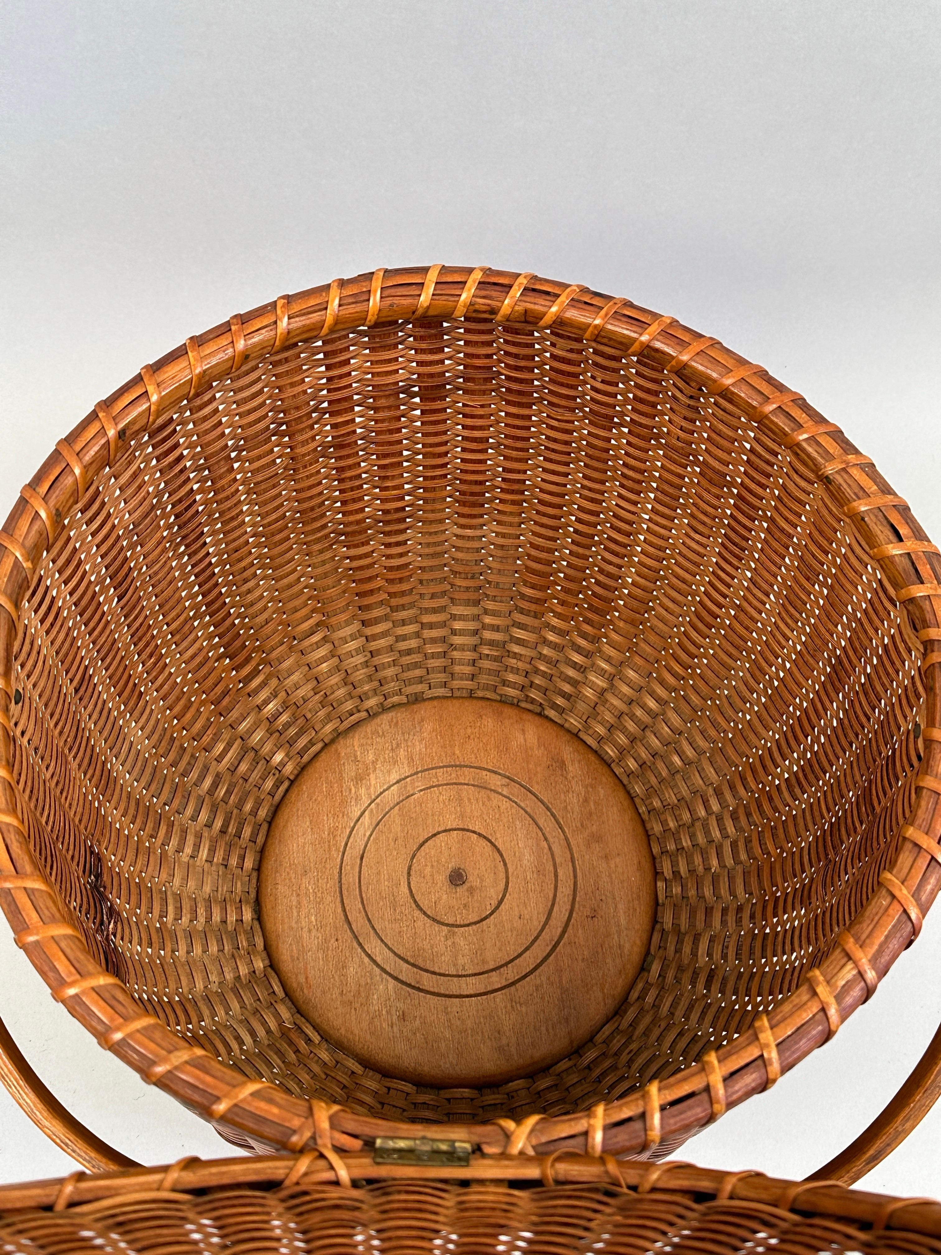 Canne Panier antique couvert Nantucket Lightship par A.D. Williams en vente
