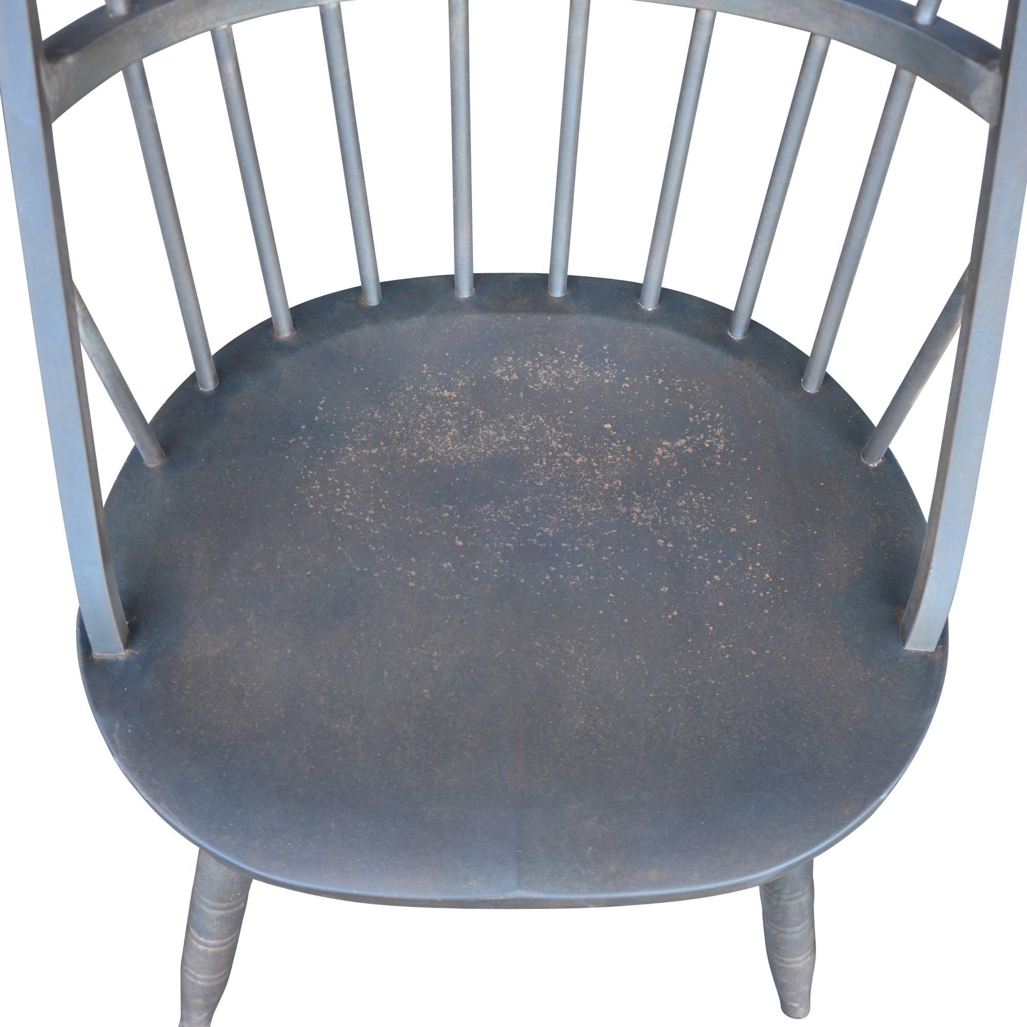 Early 20th Century Pair of Raw Steel Windsor Chairs, circa 1920