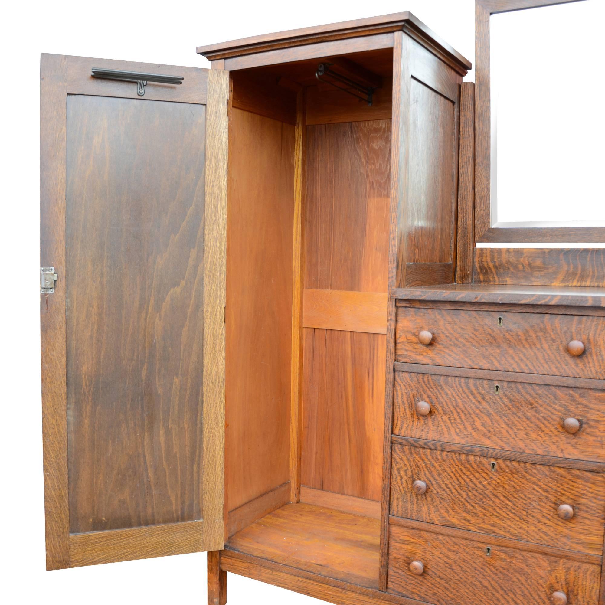 antique wardrobe with mirror and drawers
