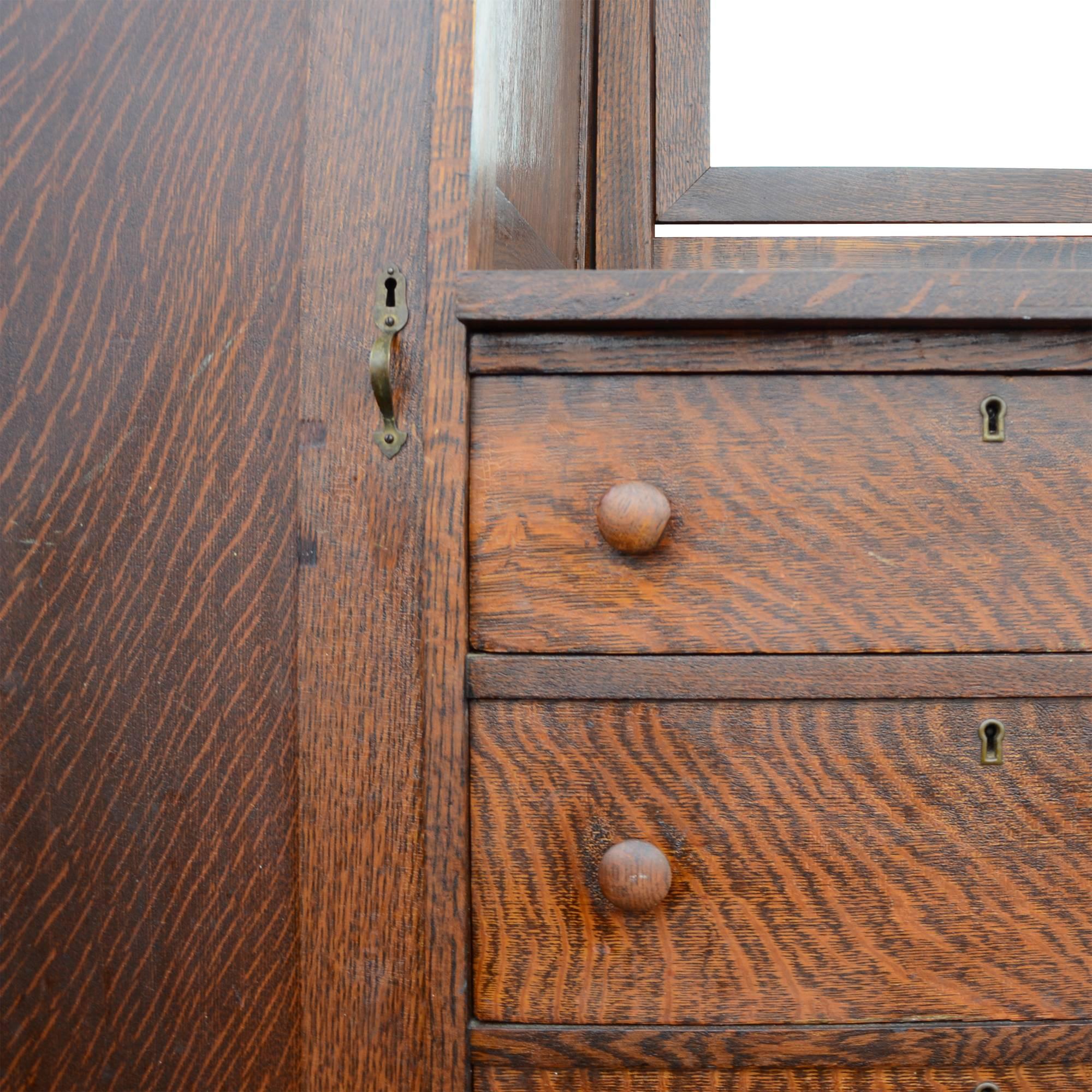 Mission Style Wardrobe Dresser, circa 1914 In Excellent Condition In Portland, OR