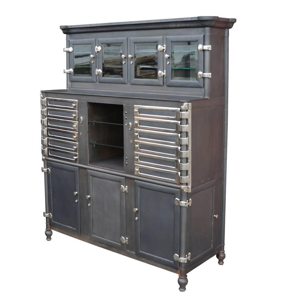 There almost isn't enough room here to fully express our love and admiration for this remarkable piece, but we'll do our best. Comprised of pristine polished chrome and aged galvanized steel, this medical cabinet has journeyed nearly 100 years,