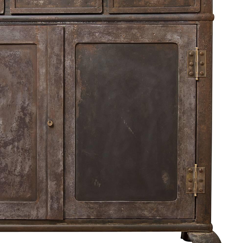 Early 20th Century Large Industrial Raw Steel Cabinet, circa 1910s