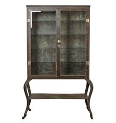 Used Enormous Steel and Glass Medical Cabinet with Cabriole Legs, circa 1900