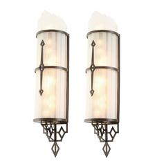 Pair of Twinkling Art Deco Theater Sconces, circa 1935