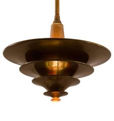 Antique Brass Trumpet Pendant with Glass Finial by Doane, circa 1928