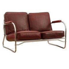 Barber Shop Loveseat with Red Vinyl Cushions, circa 1940s 9