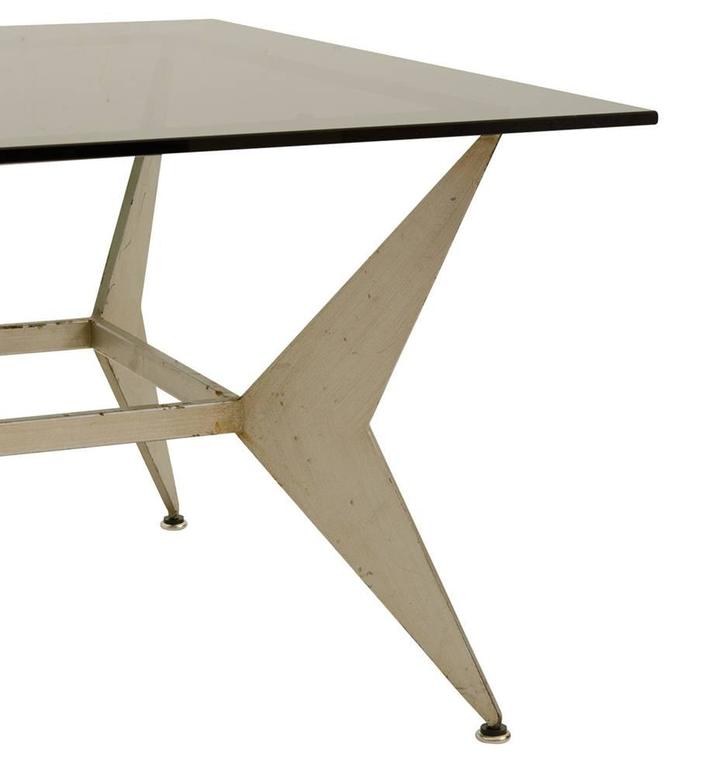 Atomic Age Steel And Glass Coffee Table Circa 1960s For At 1stdibs Mid Century Modern Atomic Age Steel And Glass Coffee Table Circa 1960s For