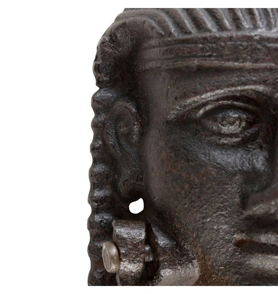 Egyptian Revival Cast Iron Egyptian Figural Door Knocker, circa 1920