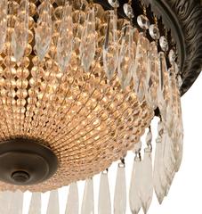Crystal Encrusted Classical Revival Flush Mount, circa 1920