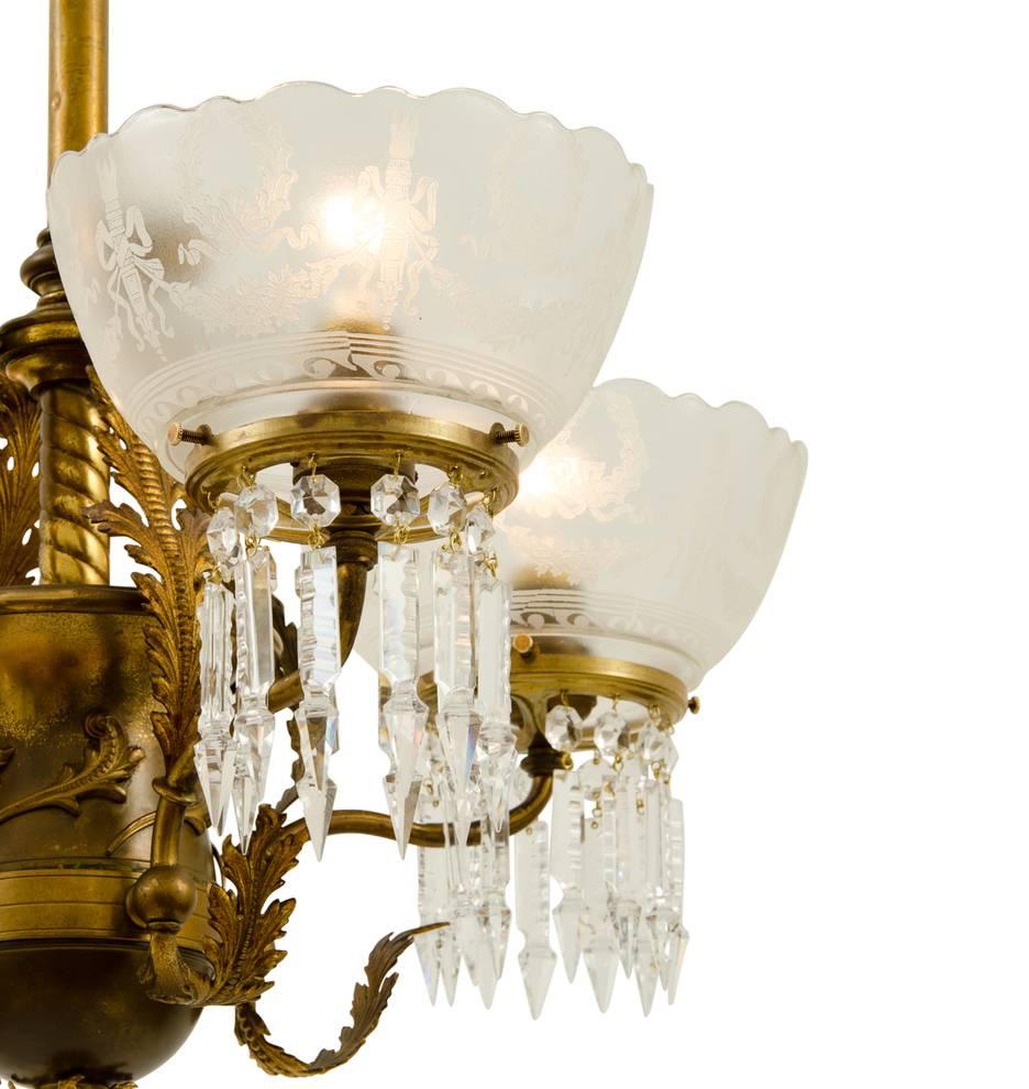 Remarkable Early Electric Empire Chandelier, circa 1890s In Distressed Condition In Portland, OR
