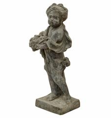 Lead Fountain Head of Cherub with Basket, circa 1870s 4