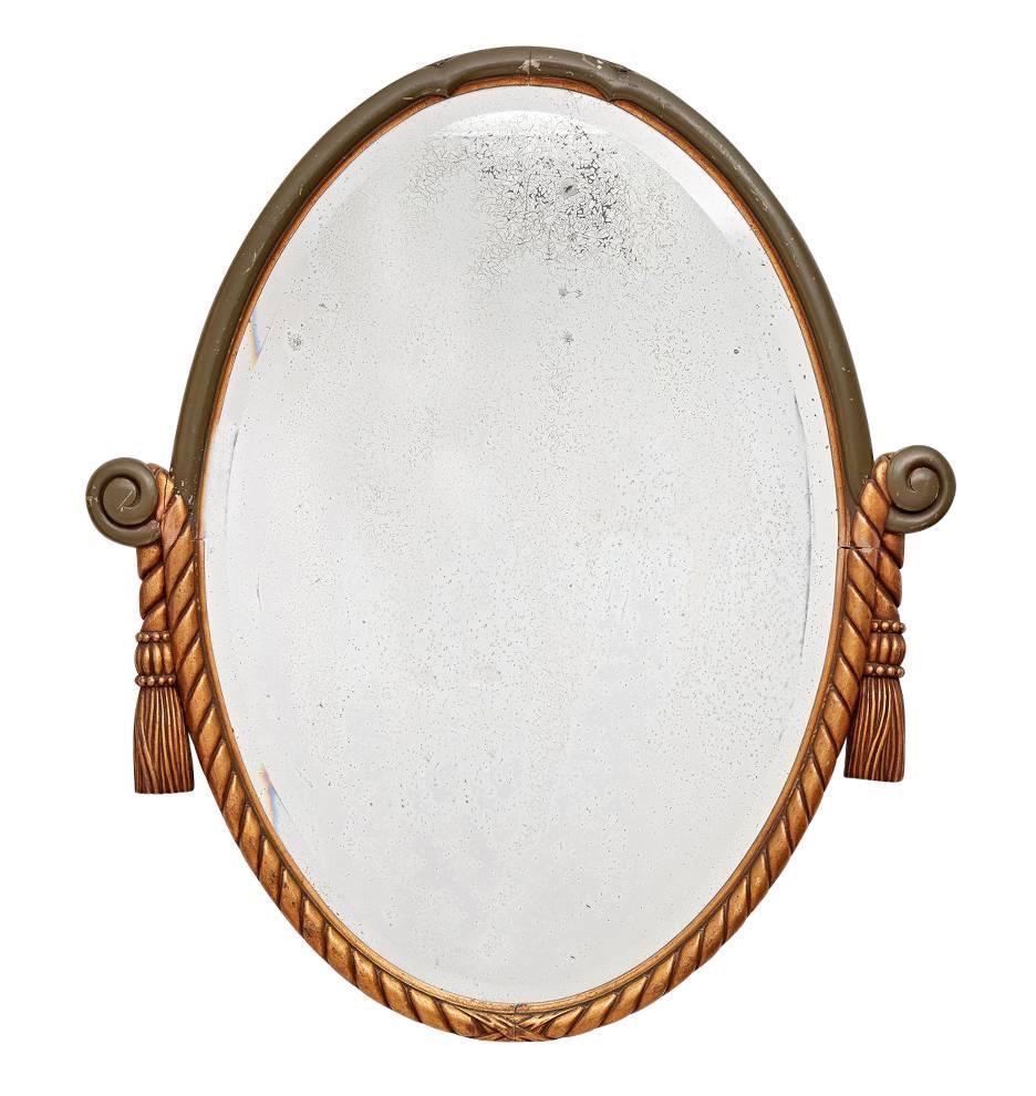 Revival-Style Carved French Mirror with Tassels, circa 1920s For Sale