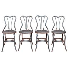 Vintage Set of Four Raw Steel Toledo Cafe Chairs, circa 1930