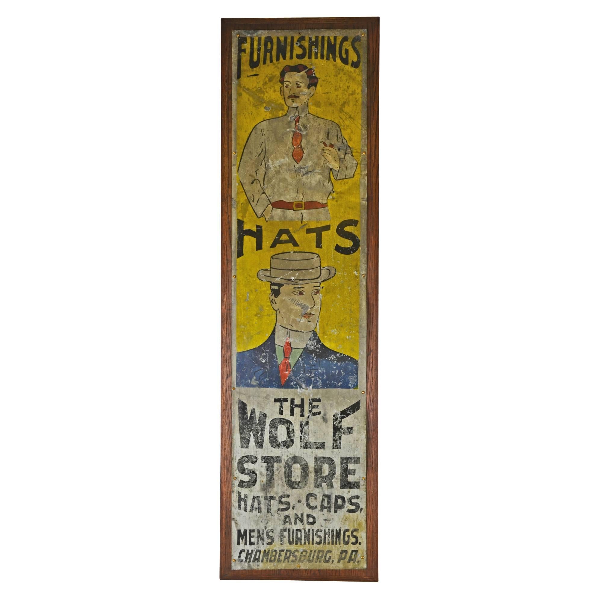 Hand-Painted Men's Clothing Sign, circa 1915