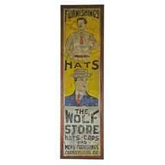 Hand-Painted Men's Clothing Sign, circa 1915