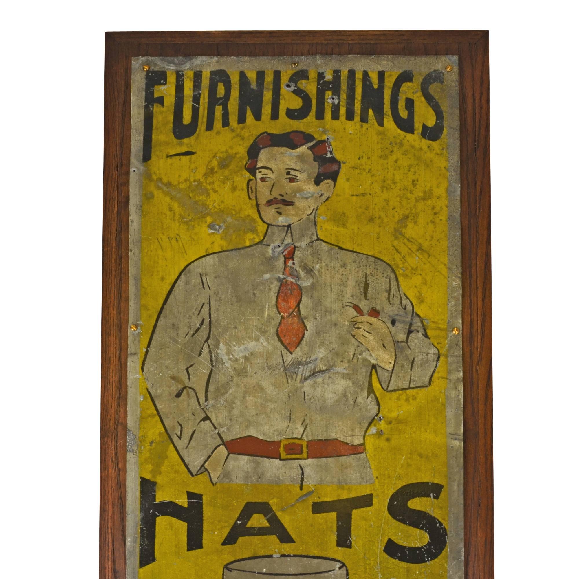 American Hand-Painted Men's Clothing Sign, circa 1915