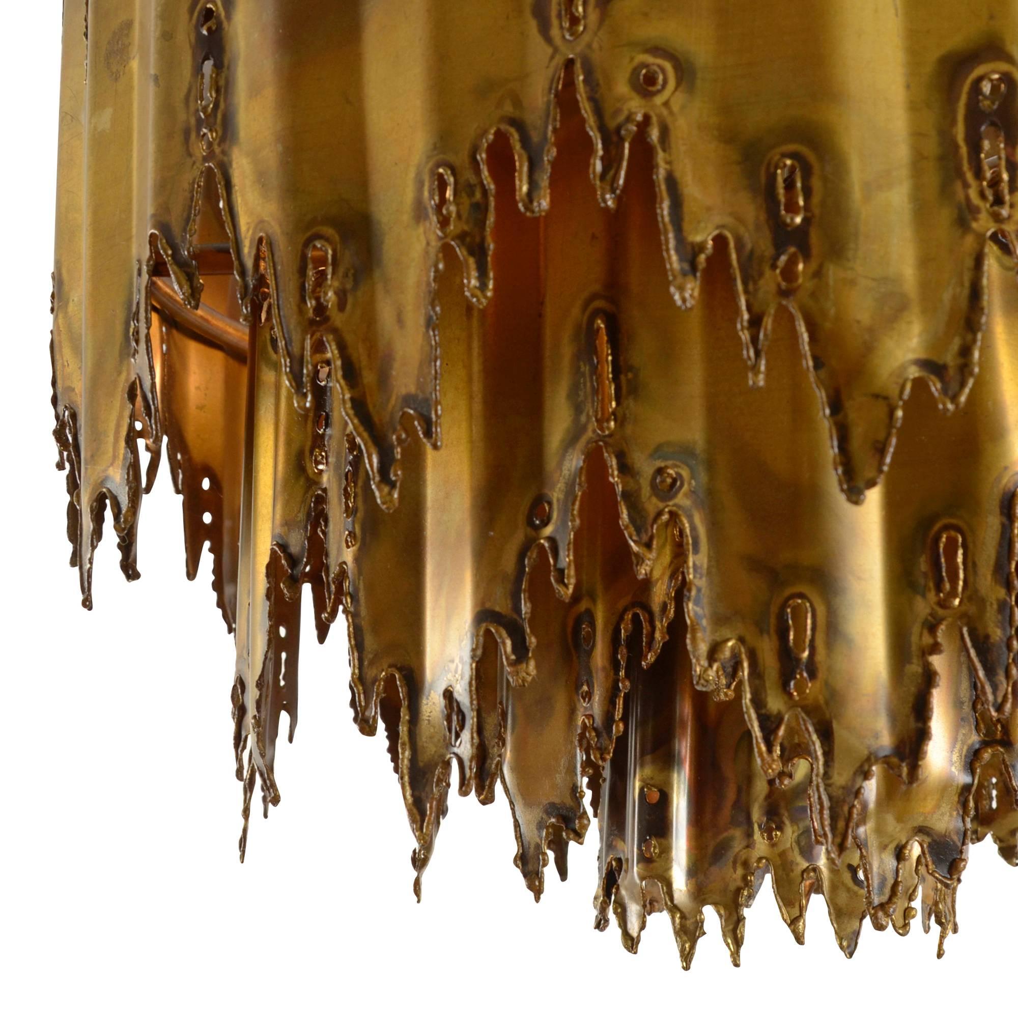 Incredible Torch-Cut Brutalist Chandelier by T.A. Greene for Feldman, circa 1970 In Good Condition In Portland, OR