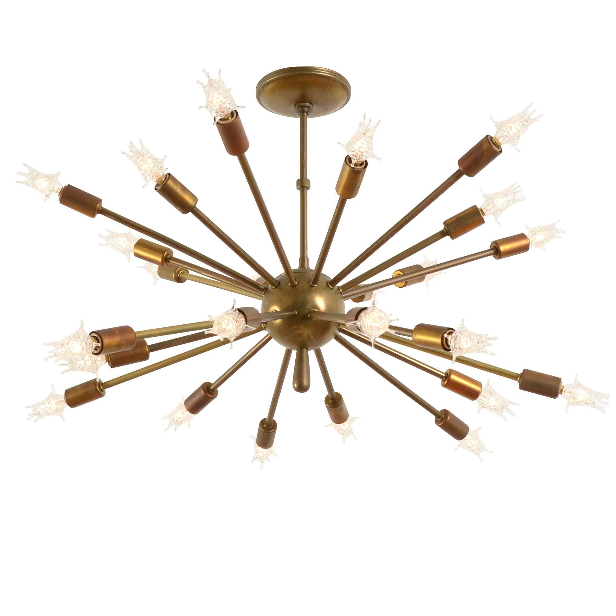 Supreme Sputnik Chandelier in Original Brass, circa 1960