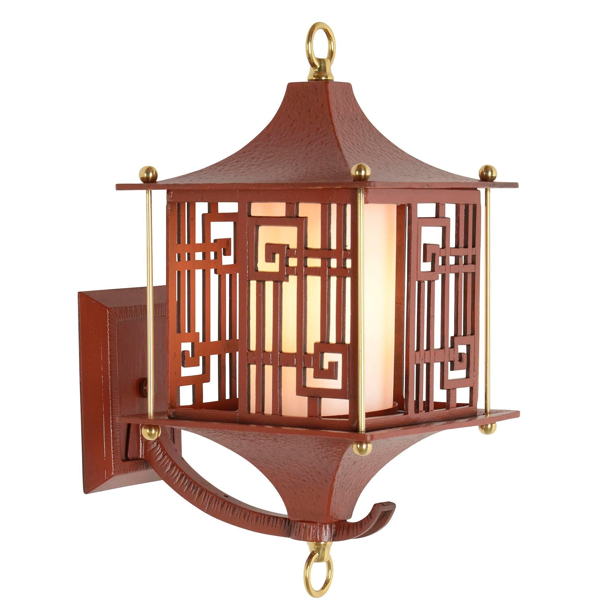 Nothing quite matched the exotic allure and romance of themed international dining establishments in the decade or two following WWII, and it is our best guess that this well-made cast lantern fixture was designed and sold especially for Chinese