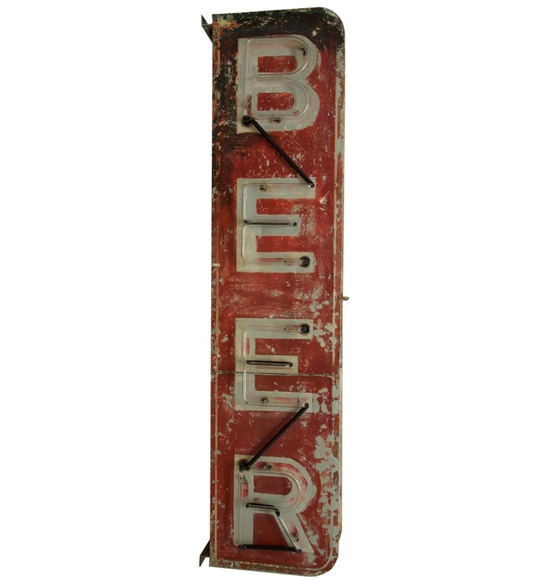 Industrial Double-Sided Vertical Beer Sign, circa 1935 For Sale