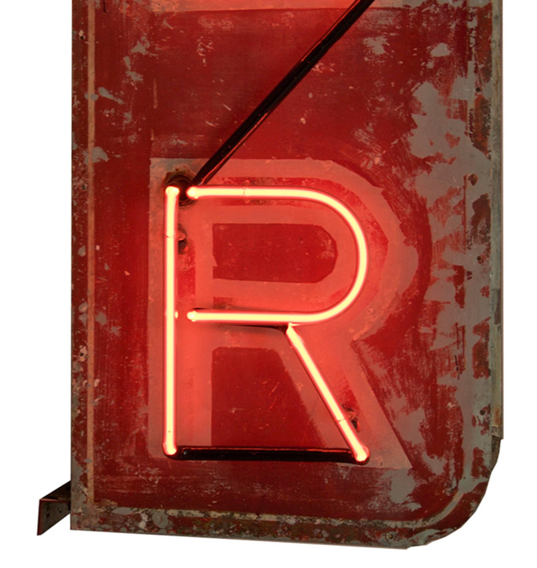 Double-Sided Vertical Beer Sign, circa 1935 In Distressed Condition For Sale In Portland, OR