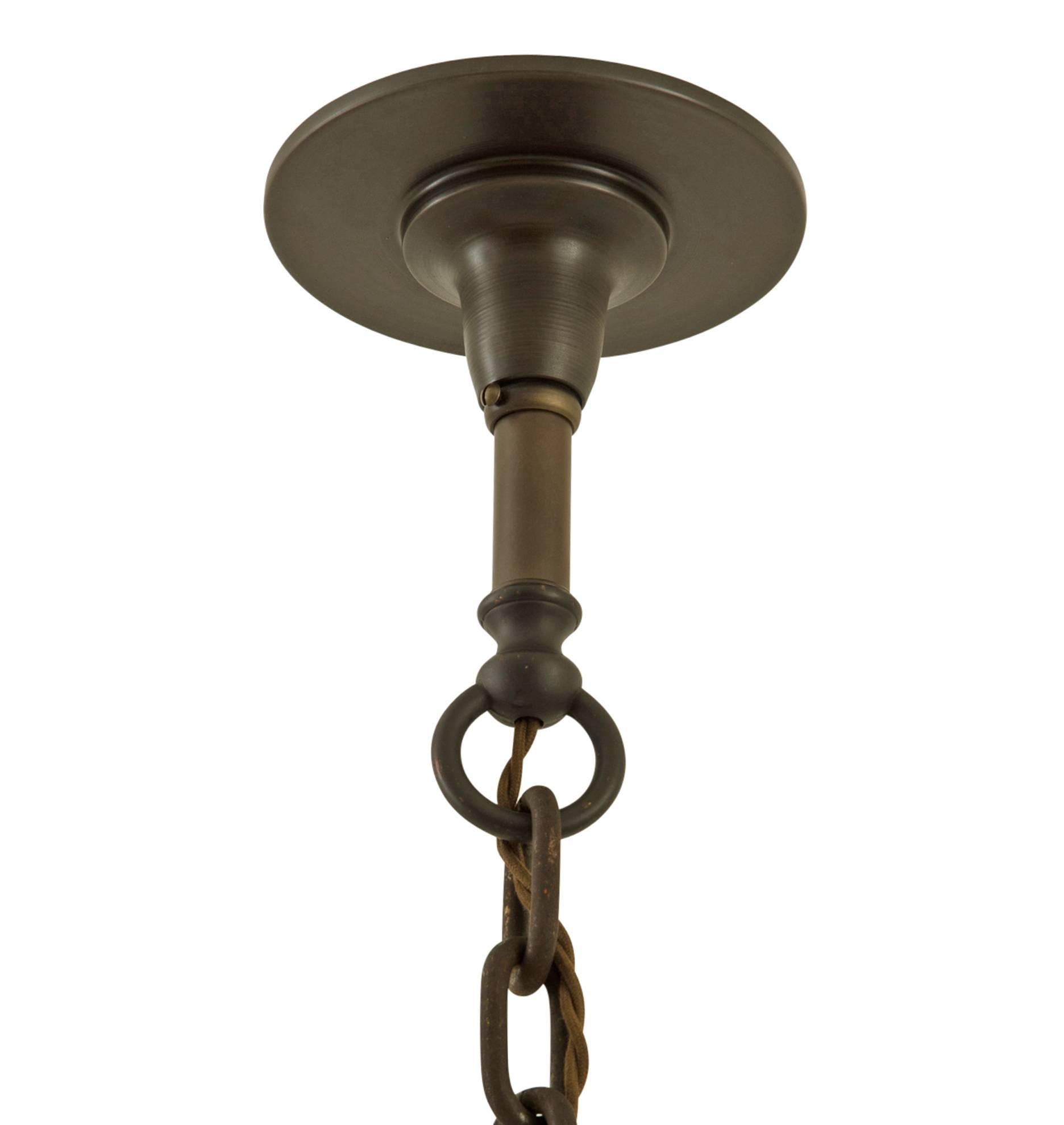 Early 20th Century Oversized Pendant with Weathered Permaflector Shade, circa 1905 For Sale