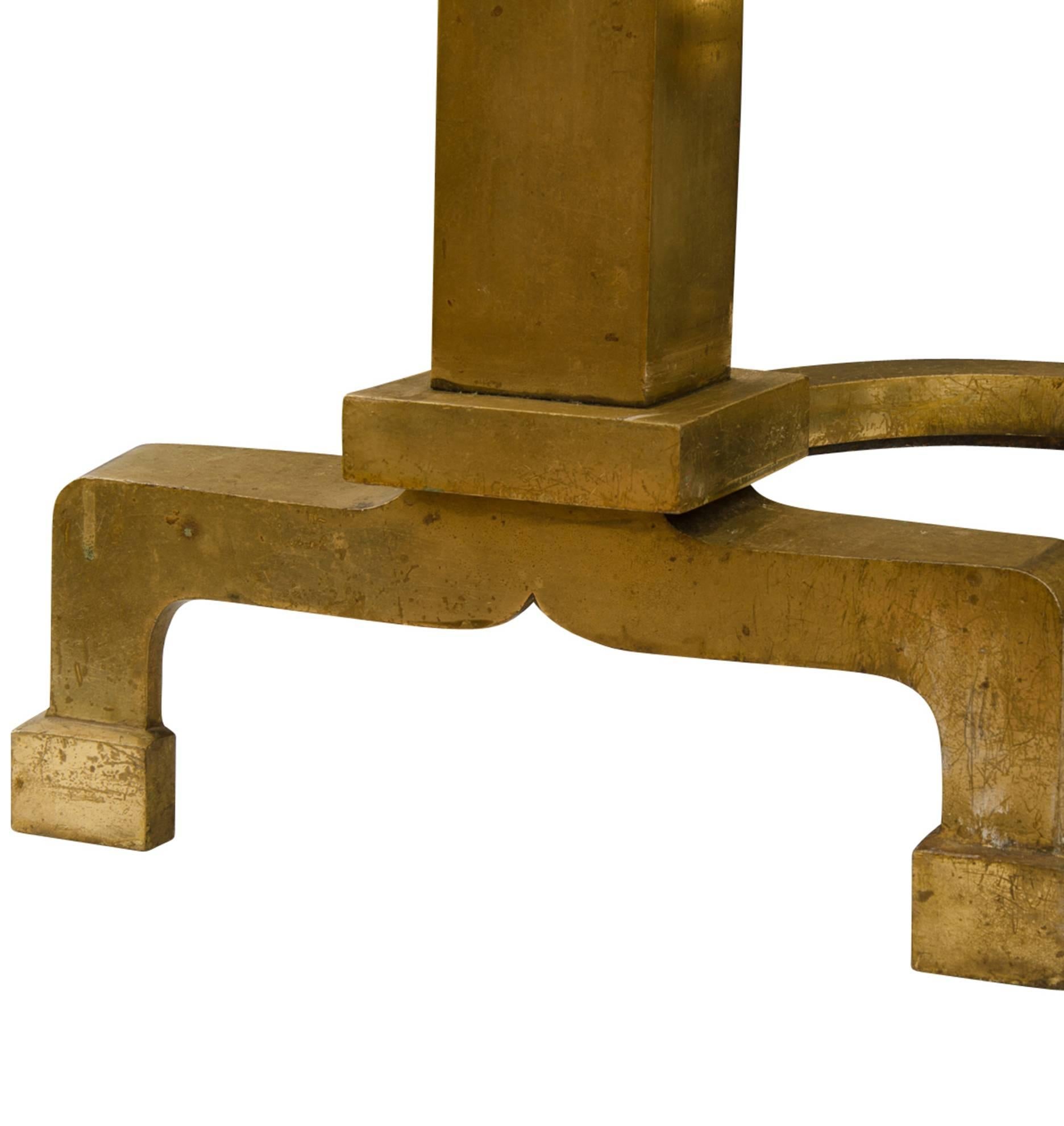 Federal Impressive Brass Andirons by Rostand, circa 1830s For Sale