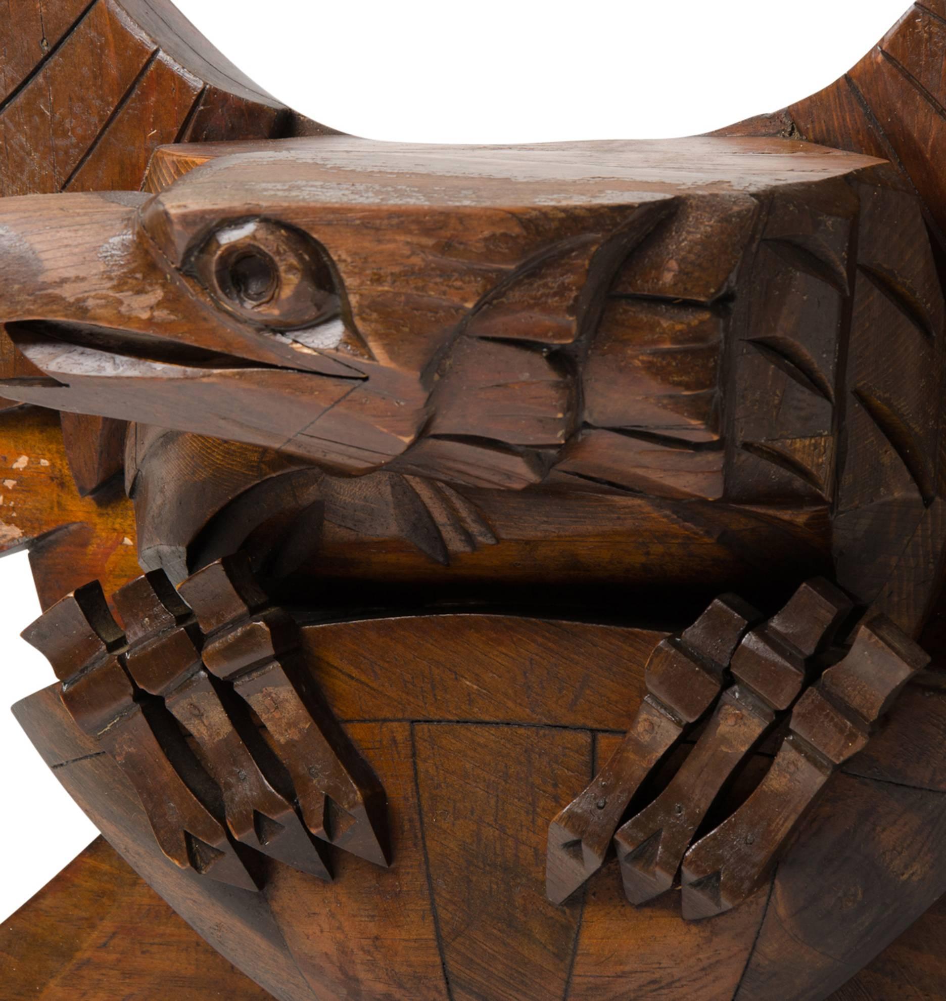 Mid-Century Modern Large Carved Eagle with Shield, circa 1940s