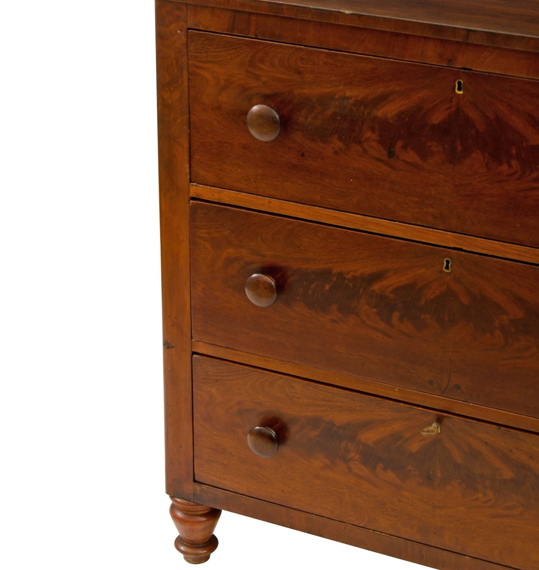 Federal Walnut Dresser with Bookmatched Drawers, circa 1850s